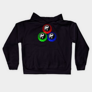 Yin Yang Triangle - Red, Blue and Green Kids Hoodie